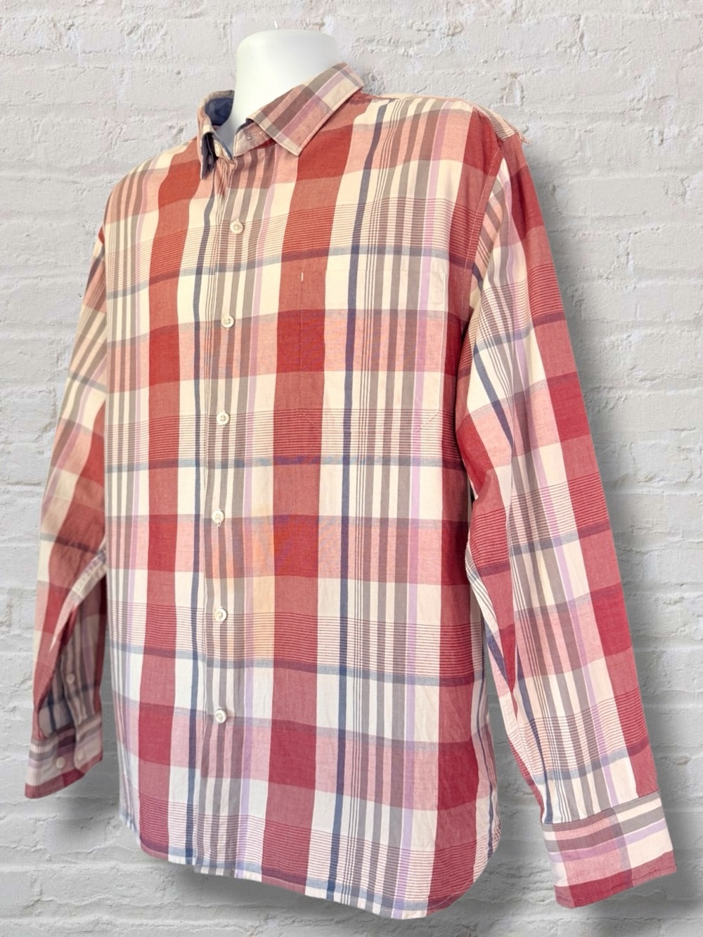 Tommy Bahama Men’s XL Plaid Long Sleeve Button Down Shirt Cotton Silk Blend Red - Picture 7 of 13